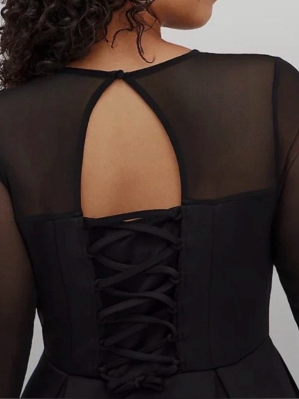 Torrid Deep Black Mesh Fit-and-Flare Corset Dress Adjustable Back size 3X